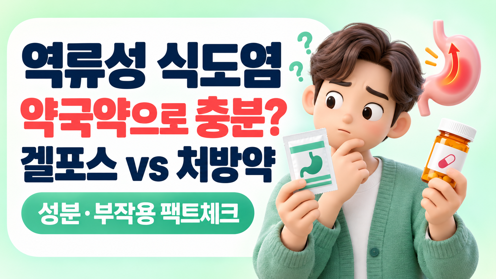 역류성 식도염 약국약(겔포스 등)으로 충분할까? 처방약 성분 비교 및 부작용 팩트체크