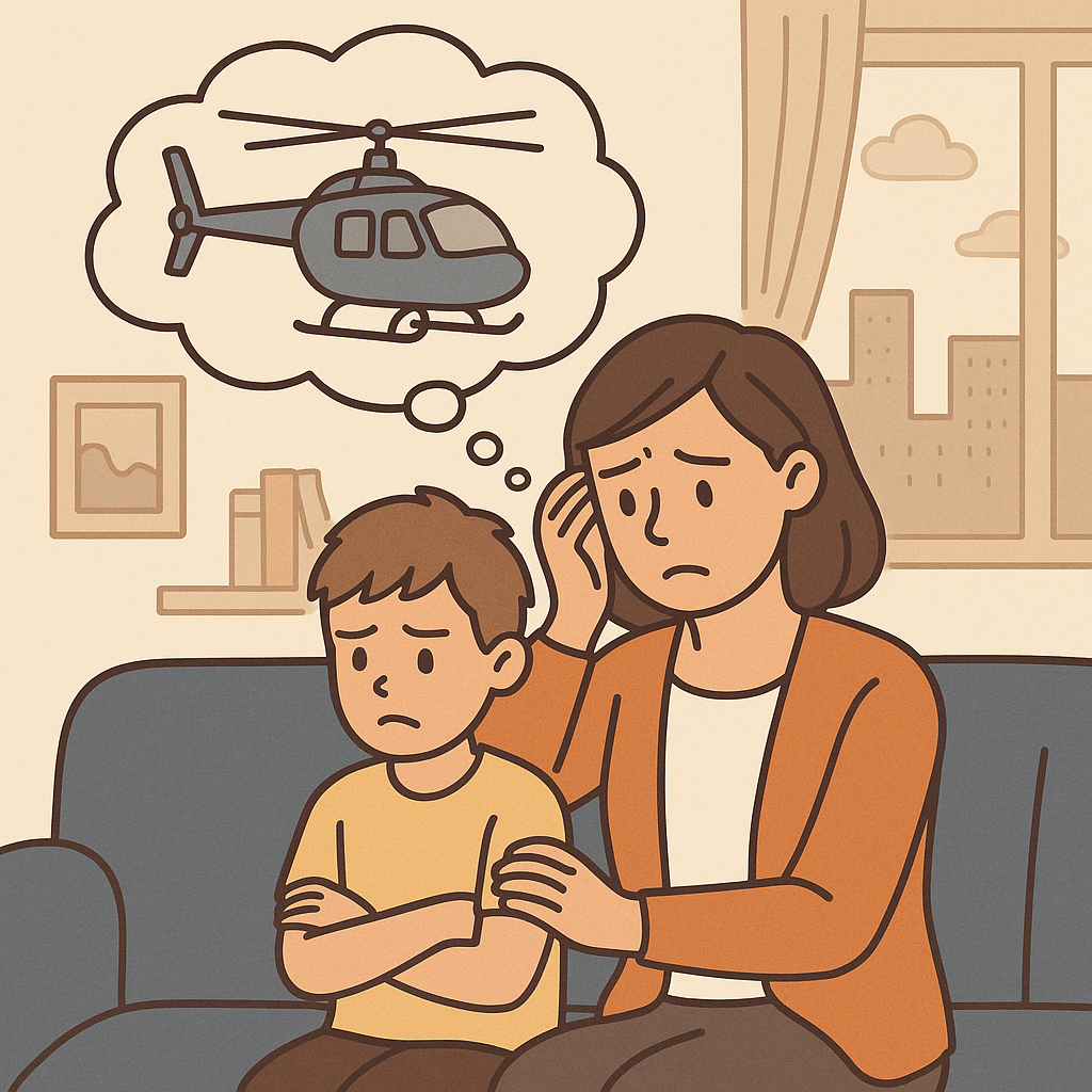 불안이 낳은 육아 방식, 헬리콥터 부모를 묘사한 이미지