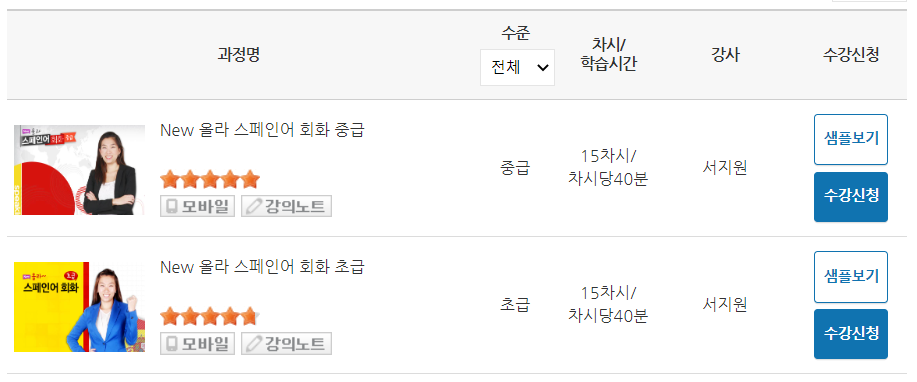 New 올라 스페인어 회화 초급, 중급