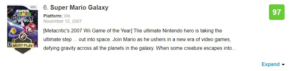 메타크리틱 높은 순위 top10