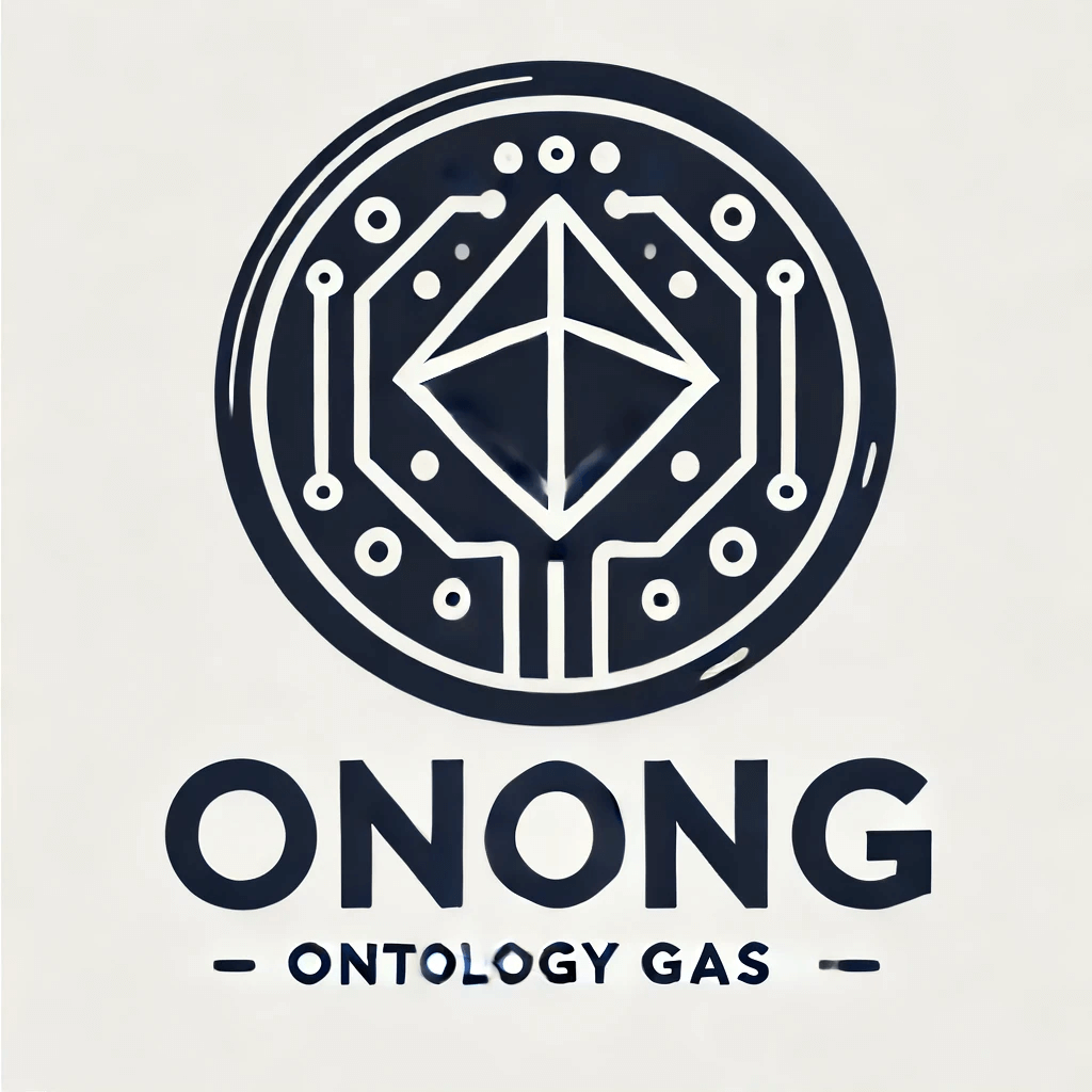 온톨로지 가스 코인 로고, 바탕색은 하얀색에 검은색 로고가 그려져 있다.