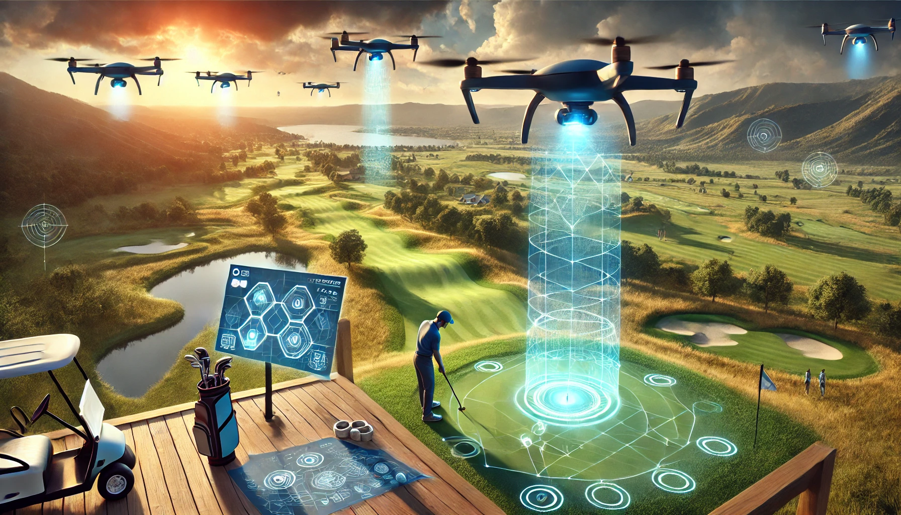 드론과 골프의 융합을 나타내는 이미지