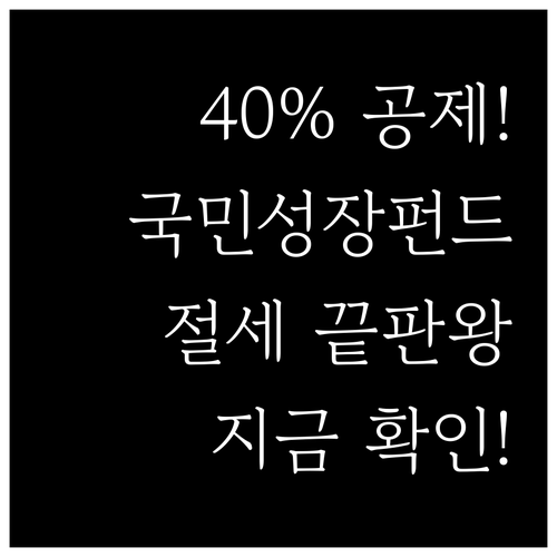 국민성장펀드 40퍼센트 소득공제 혜택..