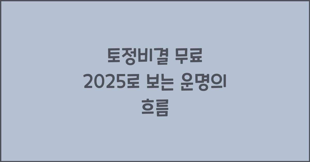 토정비결 무료 2025