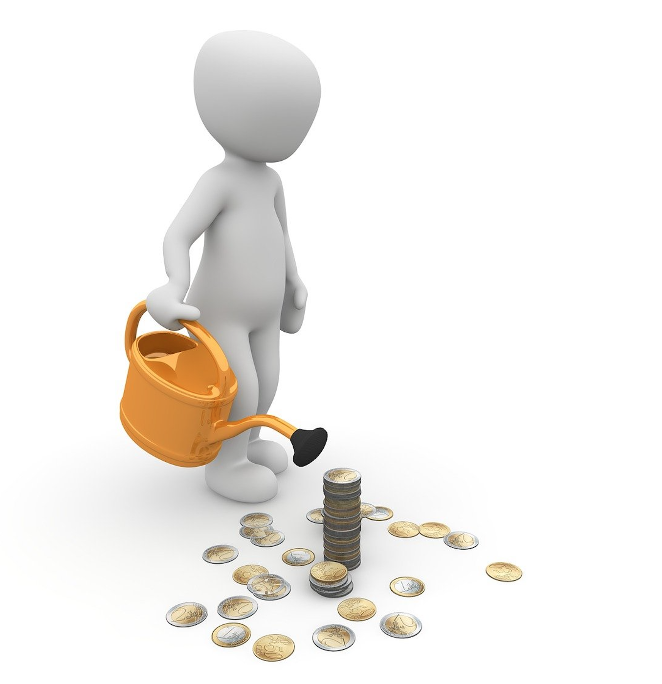 인형이 동전에 물을주고 있는 이미지