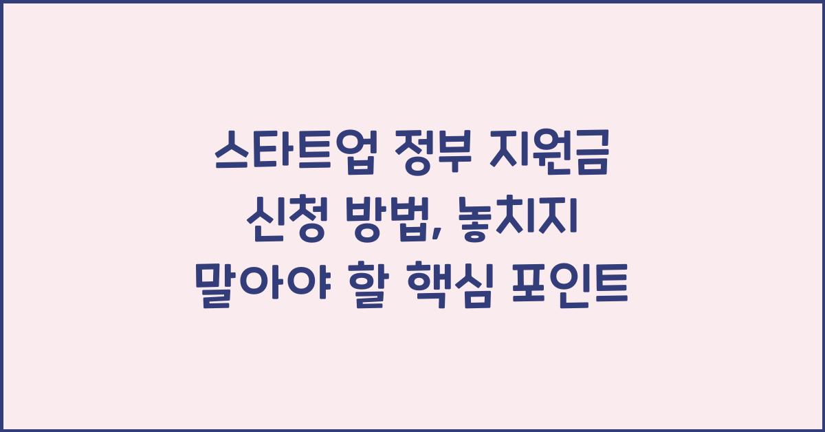 스타트업 정부 지원금 신청 방법