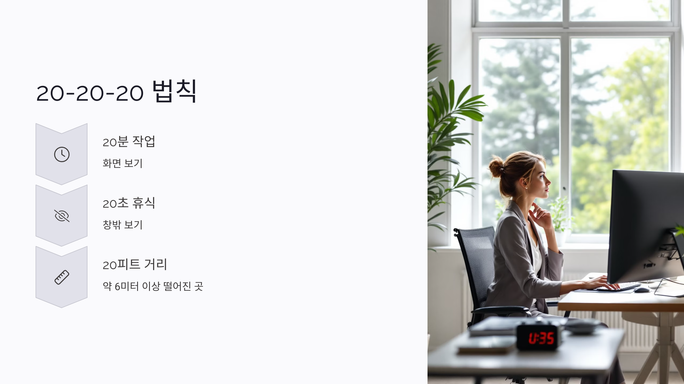 창밖 보기 실천 주기와 20-20-20 법칙