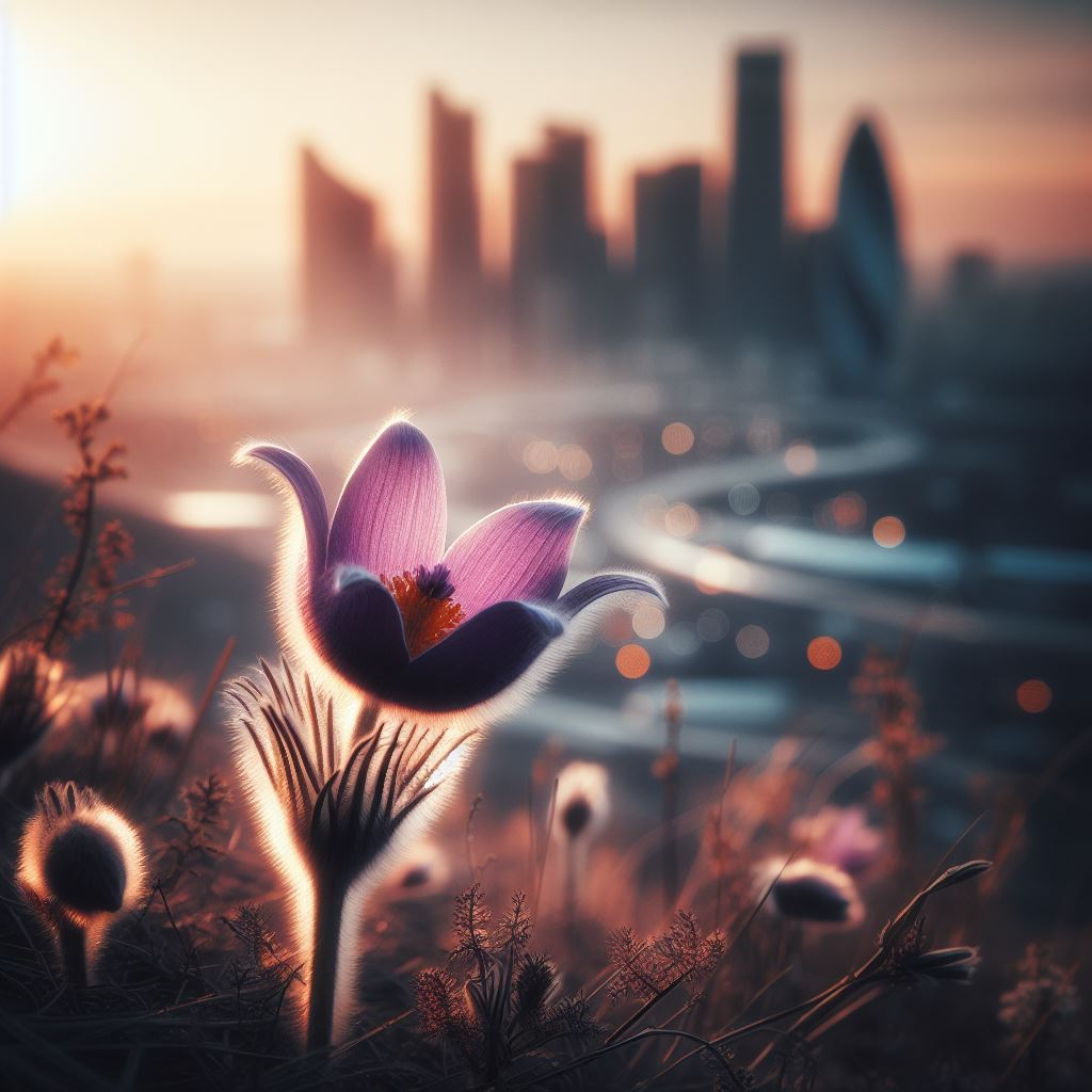 홀로 피어 있는 할미꽃 (pasque flower)