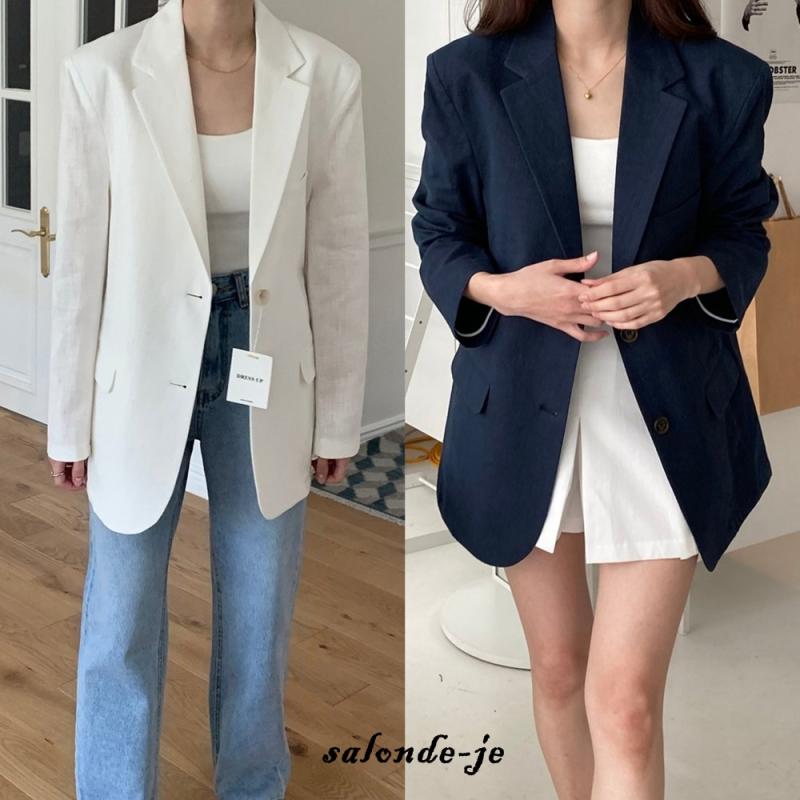 여성린넨자켓 여자테일러드 오버핏 여성여름자켓