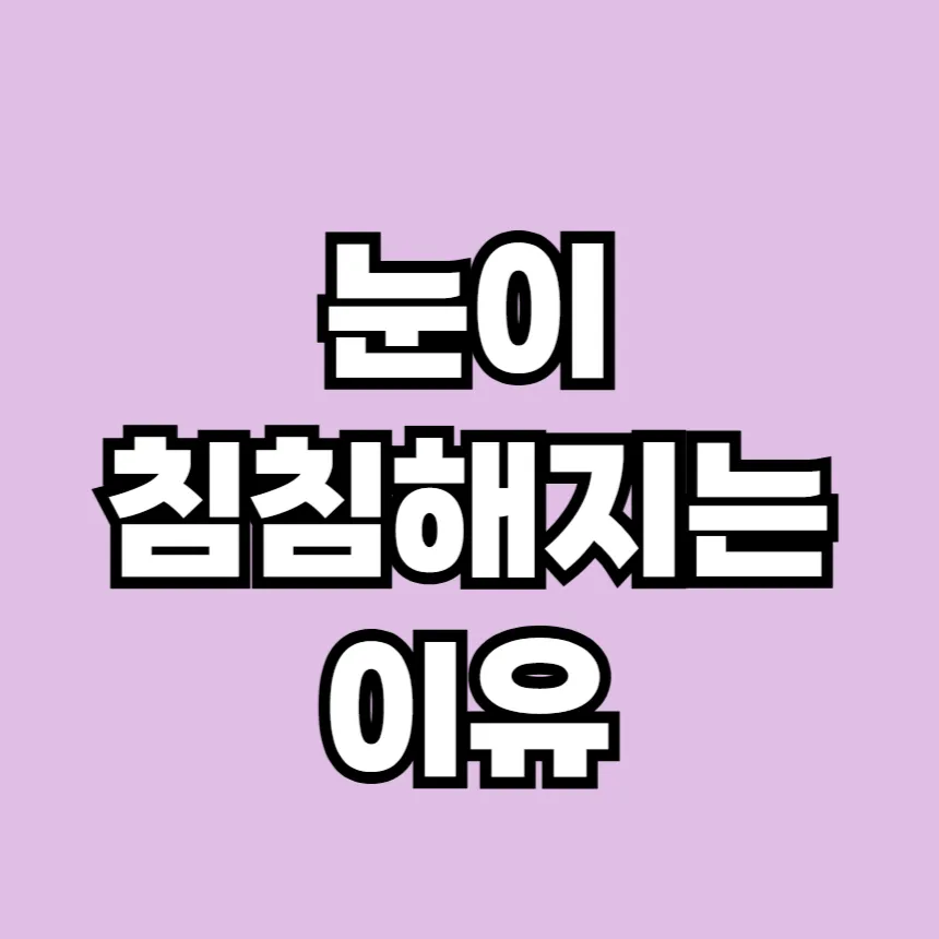 눈이 침침해지는 이유