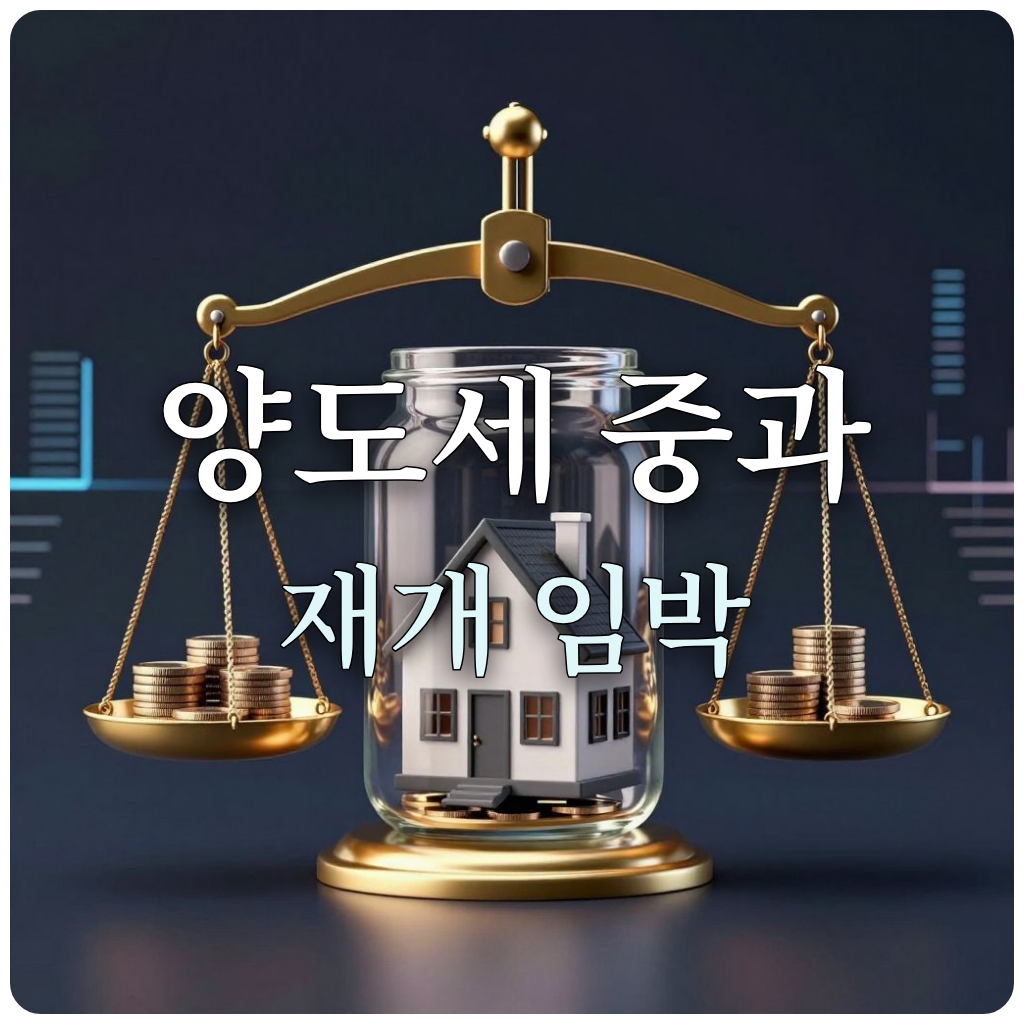 양도세 중과와 부동산 가치를 상징하는 저울 이미지