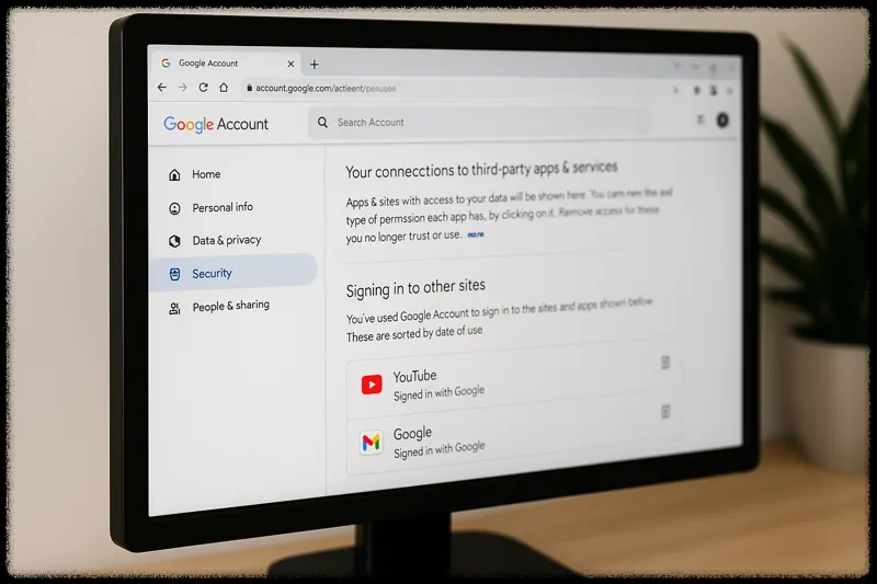 구글 계정 권한 관리 페이지 접속 화면