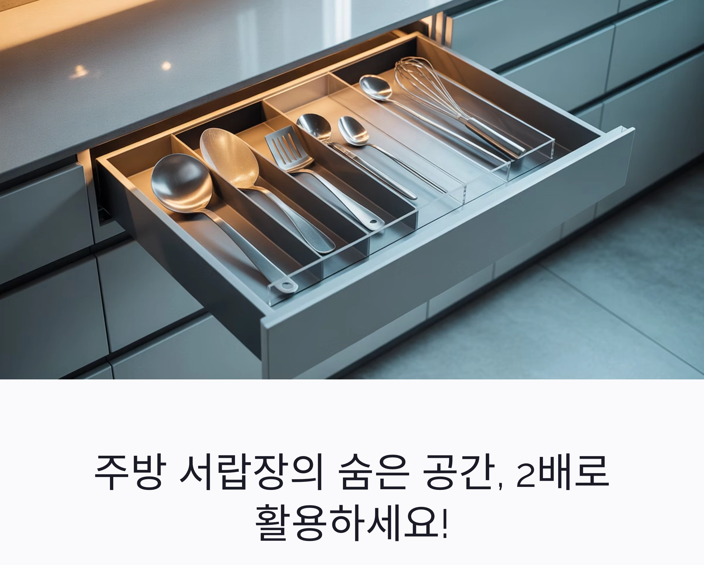 주방 서랍장의 숨은 공간, 칸막이로 2배 활용하는 정리법