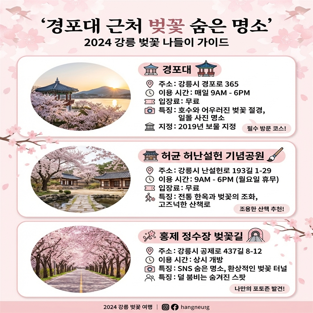 경포호 주변 벚꽃 명소 3곳