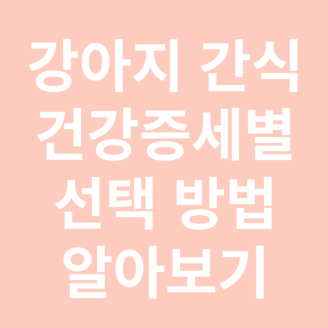 강아지 간식 건강증세별 선택 요령