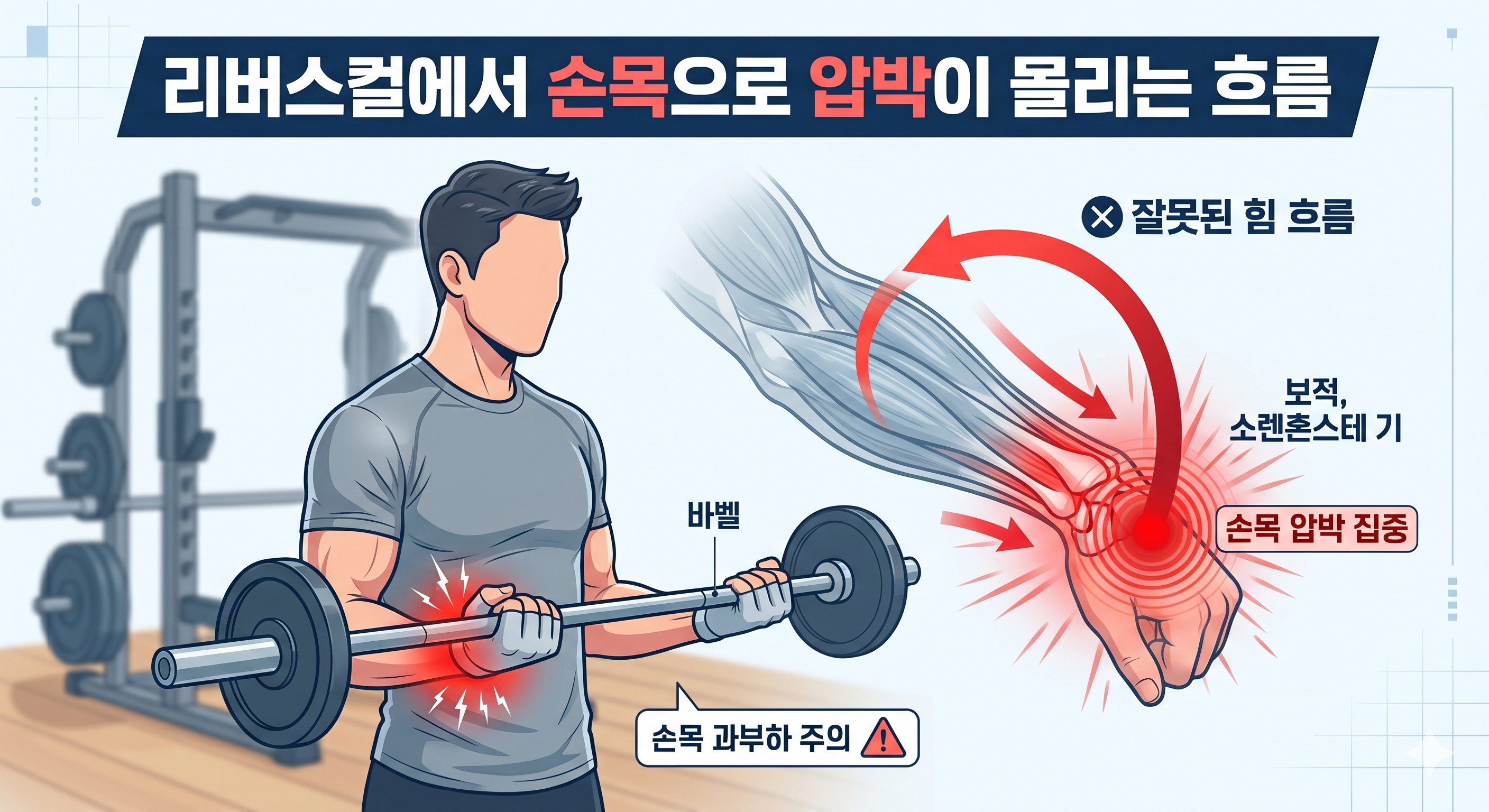 리버스컬에서 손목으로 압박이 몰리는 흐름