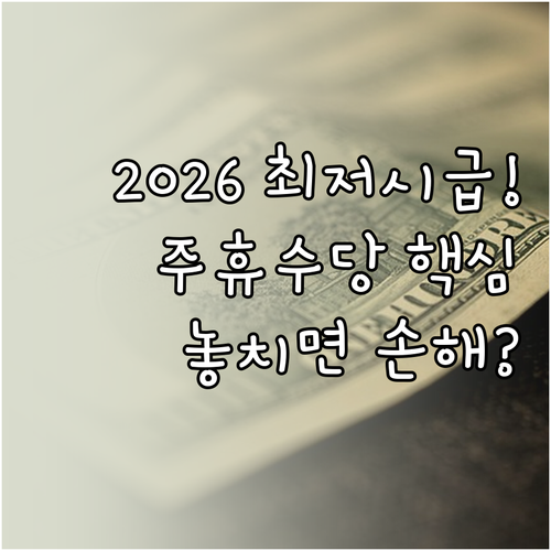 2026년 최저시급 및 주휴수당 계산..