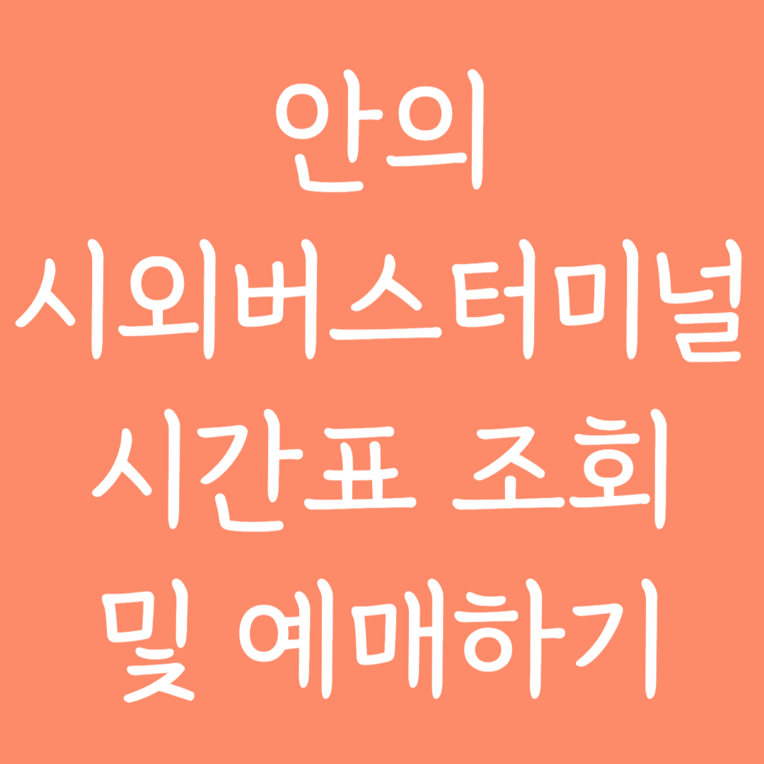 안의 시외버스터미널 시간표조회 및 예매하기