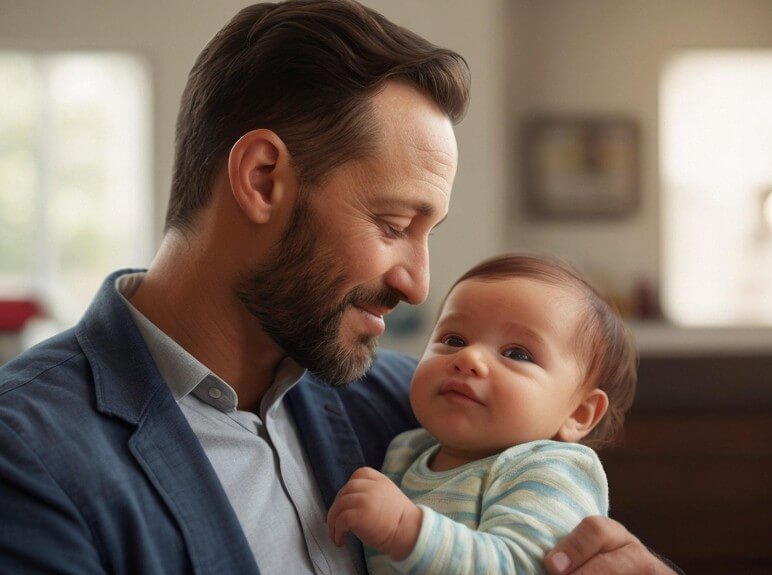 아기를 안고 있는 아버지