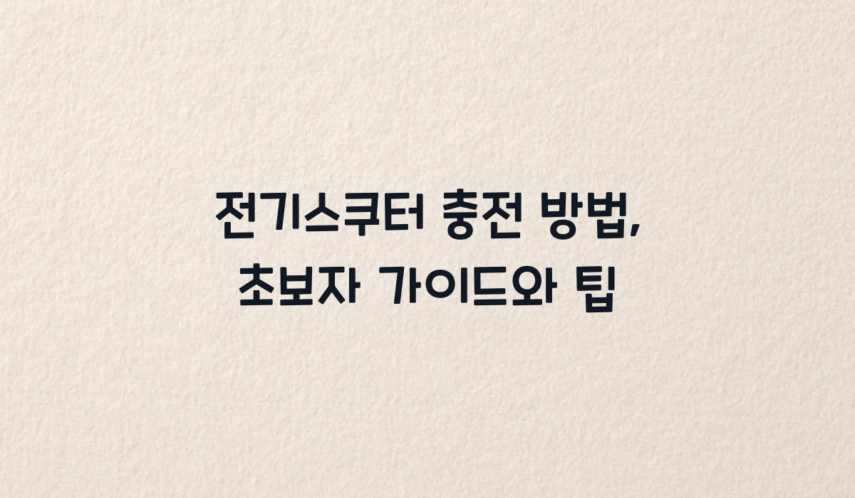 전기스쿠터 충전 방법