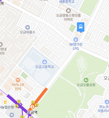 오금동에서 인천공항 리무진 공항버스(6300번) 지도 위치