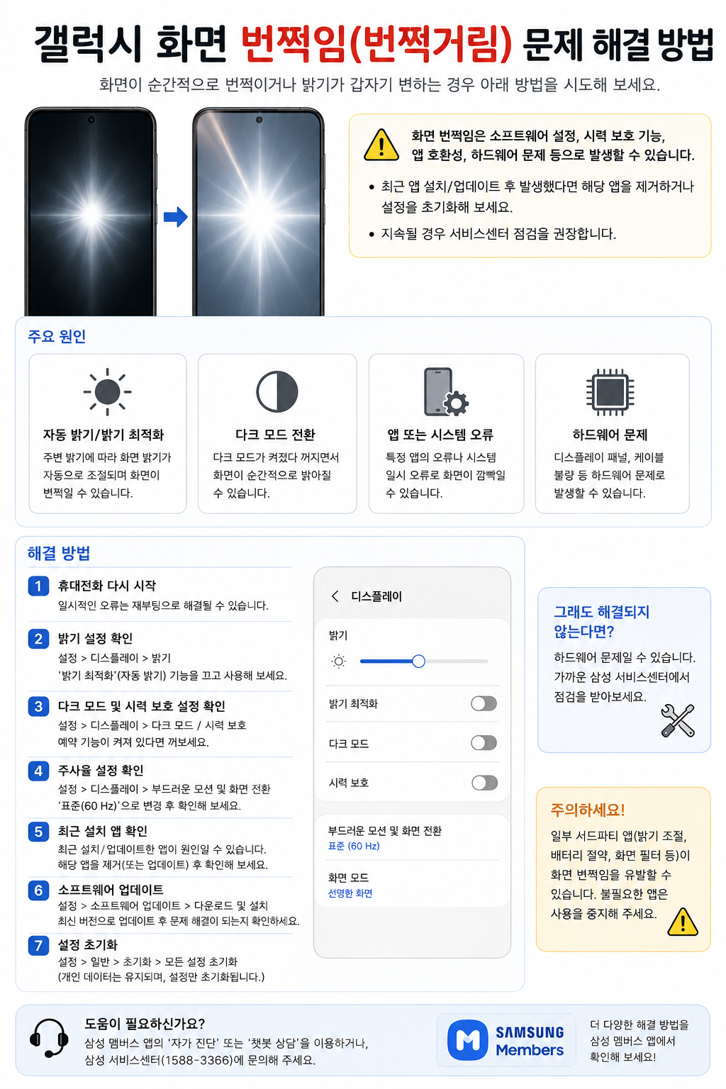 갤럭시 화면 깜빡임