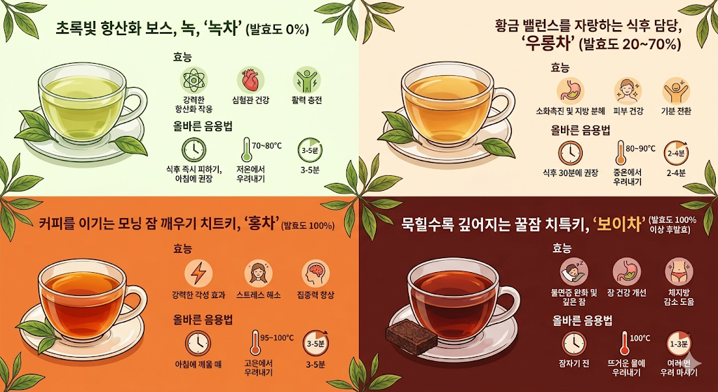 차 종류별 효능과 올바른 음용법 완벽 정리!