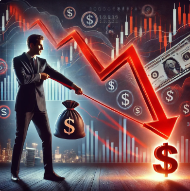 공매도로 주가가 급락하는 차트 모습