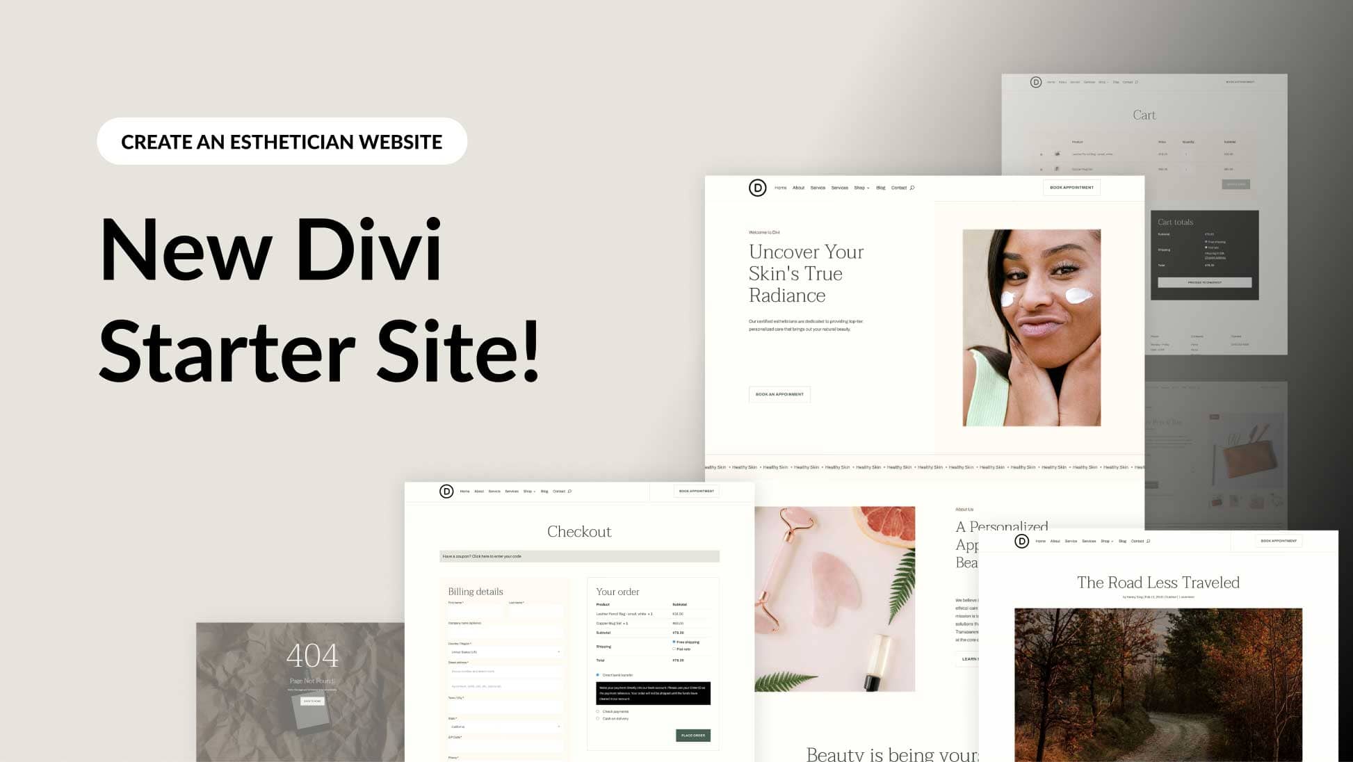 워드프레스 Divi 테마: 피부관리사(Esthetician)용 스타터 사이트 공개