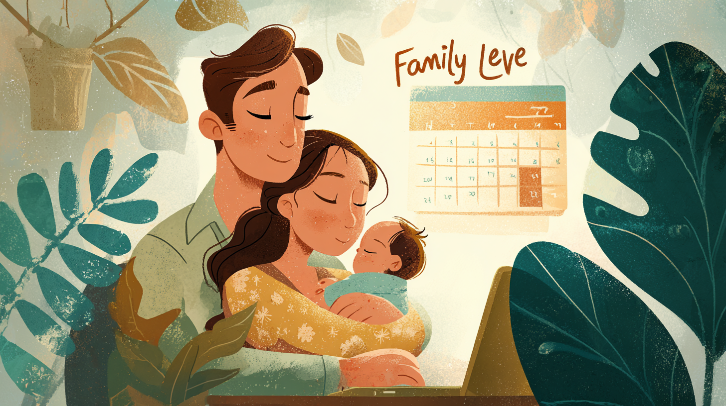 껴안고 있는 가족 일러스트