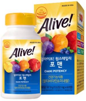 추천 : 얼라이브 원스 데일리 포맨 멀티 비타민&#44; 60정&#44; 1개