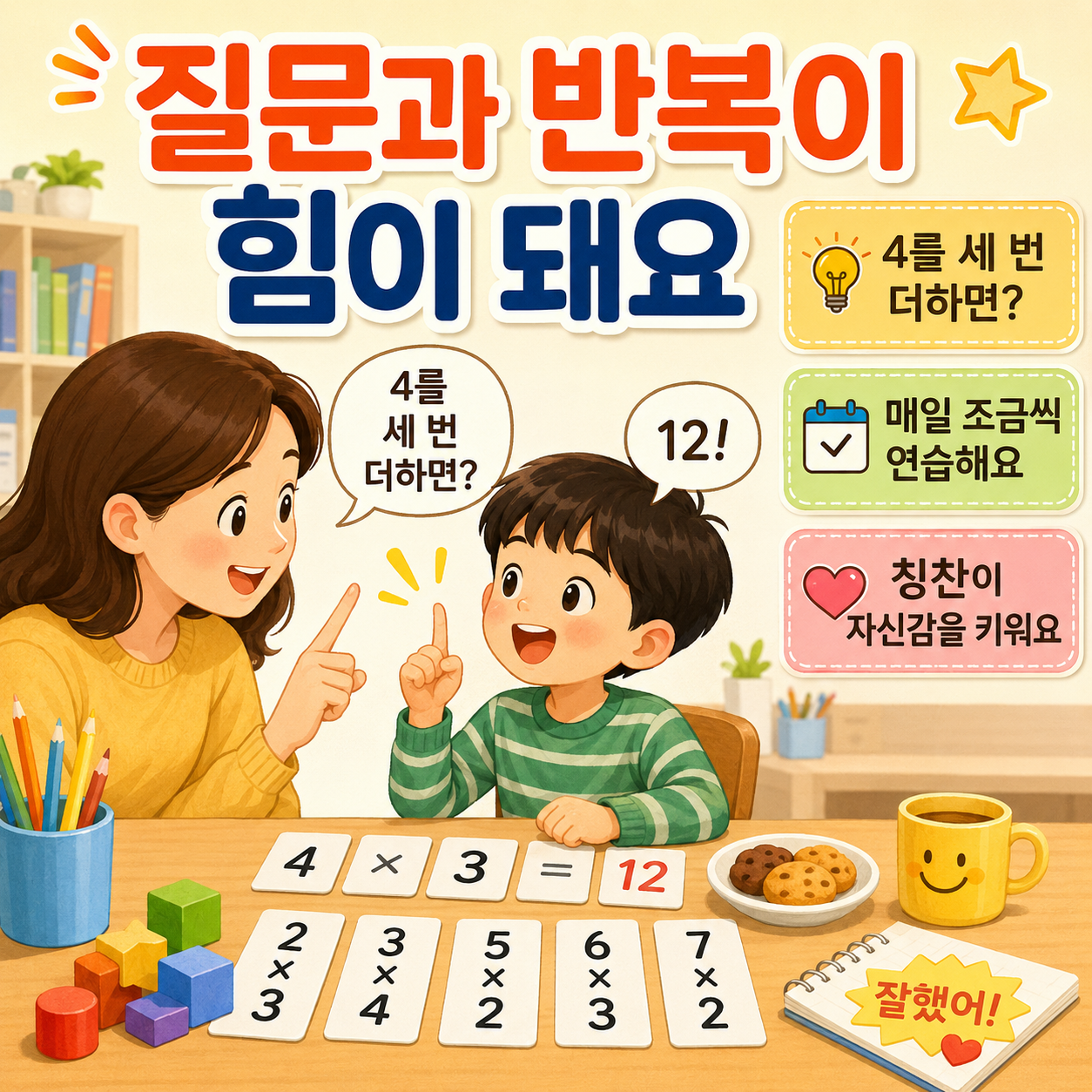 부모의 질문과 반복이 아이의 구구단 자신감을 키워줘요