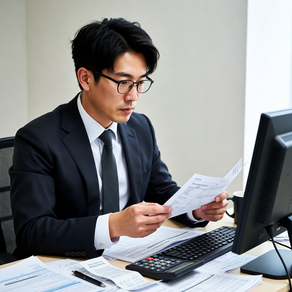 연말정산 서류를 준비하는 직장인