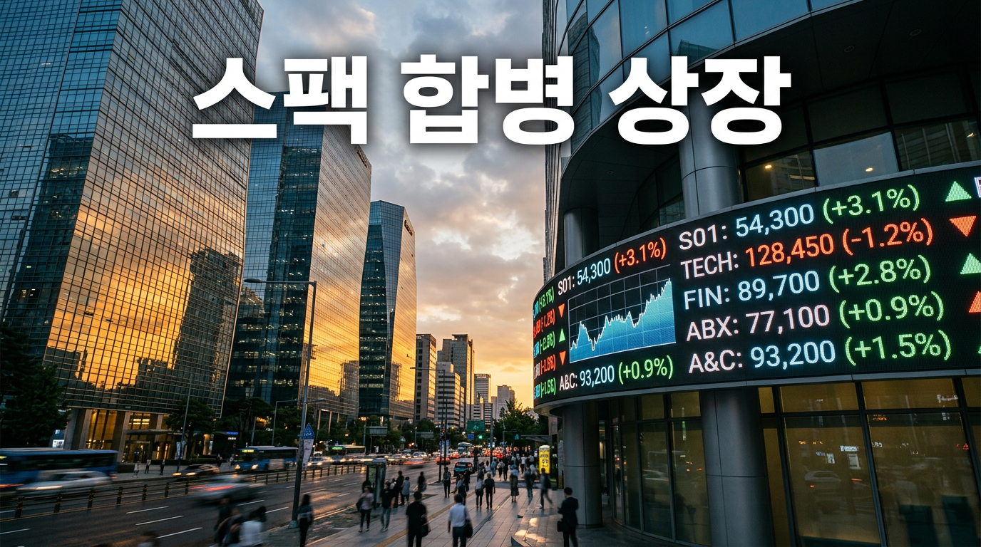스팩 합병 상장을 상징하는 증권가 사진
