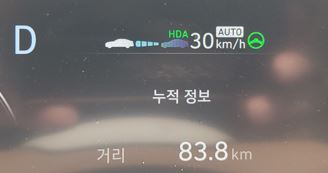 스마트 크루즈 기능 설정된 경우 계기판 상단 표시