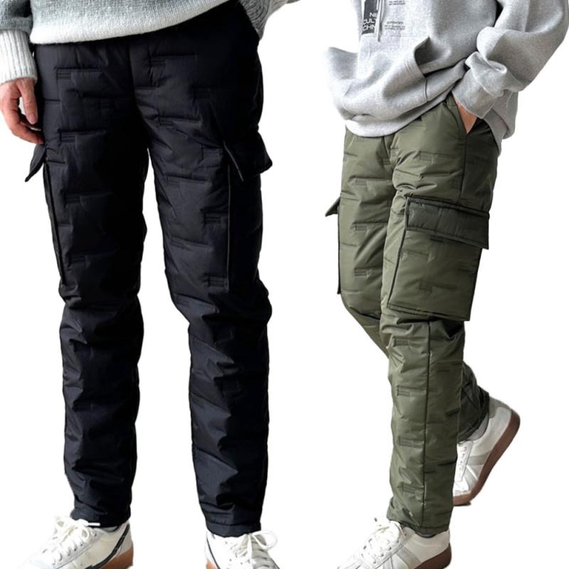 남성 구스 패딩바지겨울 카고 등산 남성 작업바지 기모 작업복팬츠