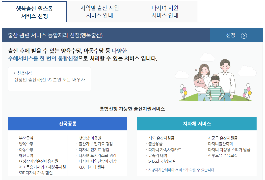 정부24 행복출산 원스톱 서비스 신청 설명하는 그림