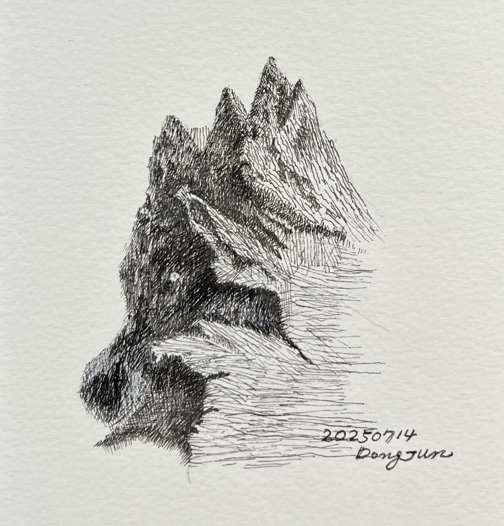 바위를 통한 선의 밀도 연습