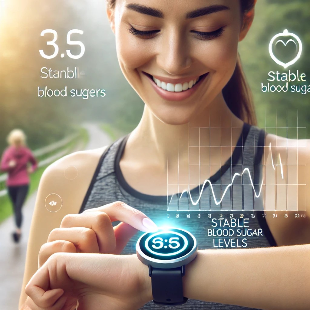 운동 후 혈당 체크하는 여성 사진