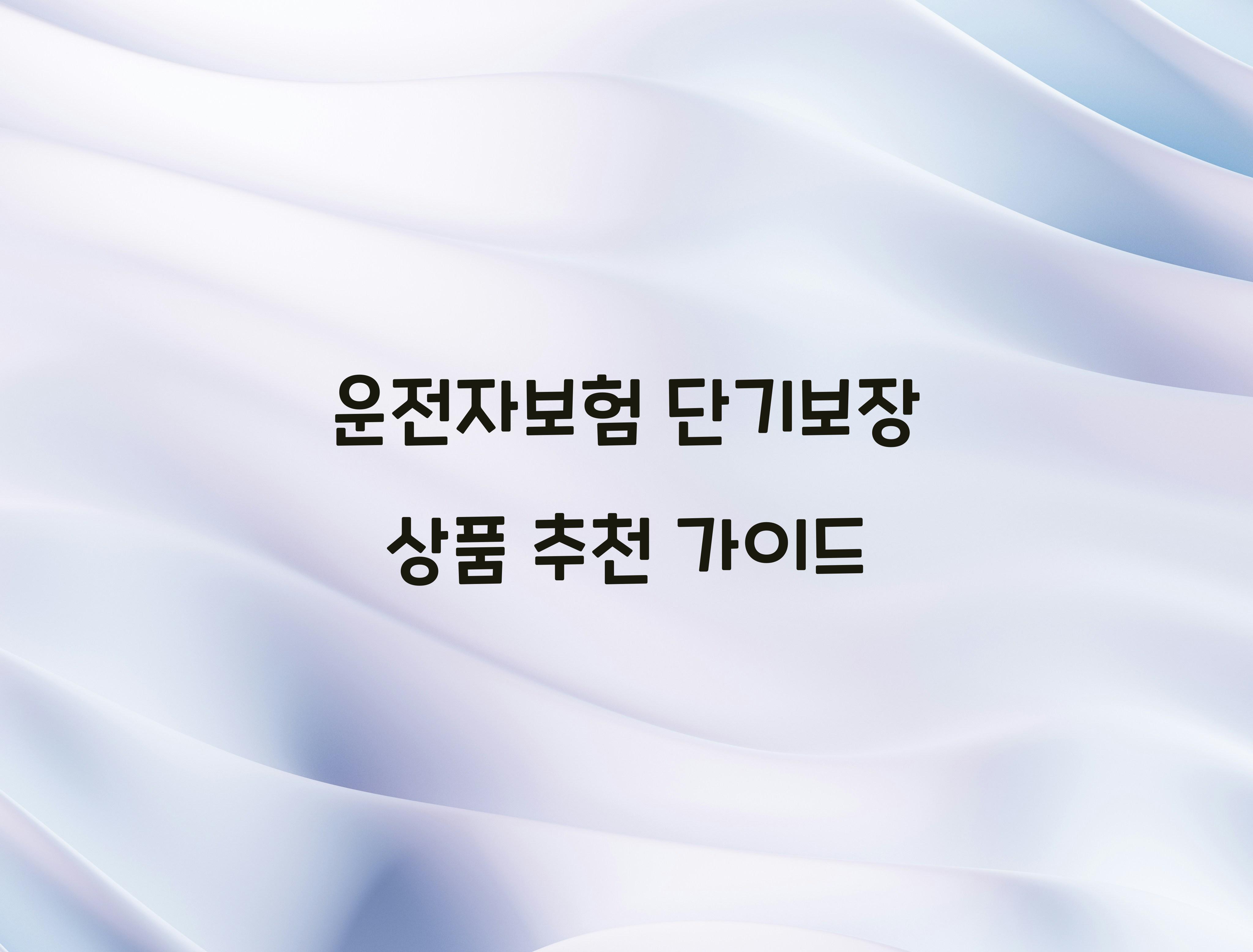 운전자보험 단기보장 상품 추천