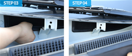 공조기에 필터 삽입하여 자석으로 고정