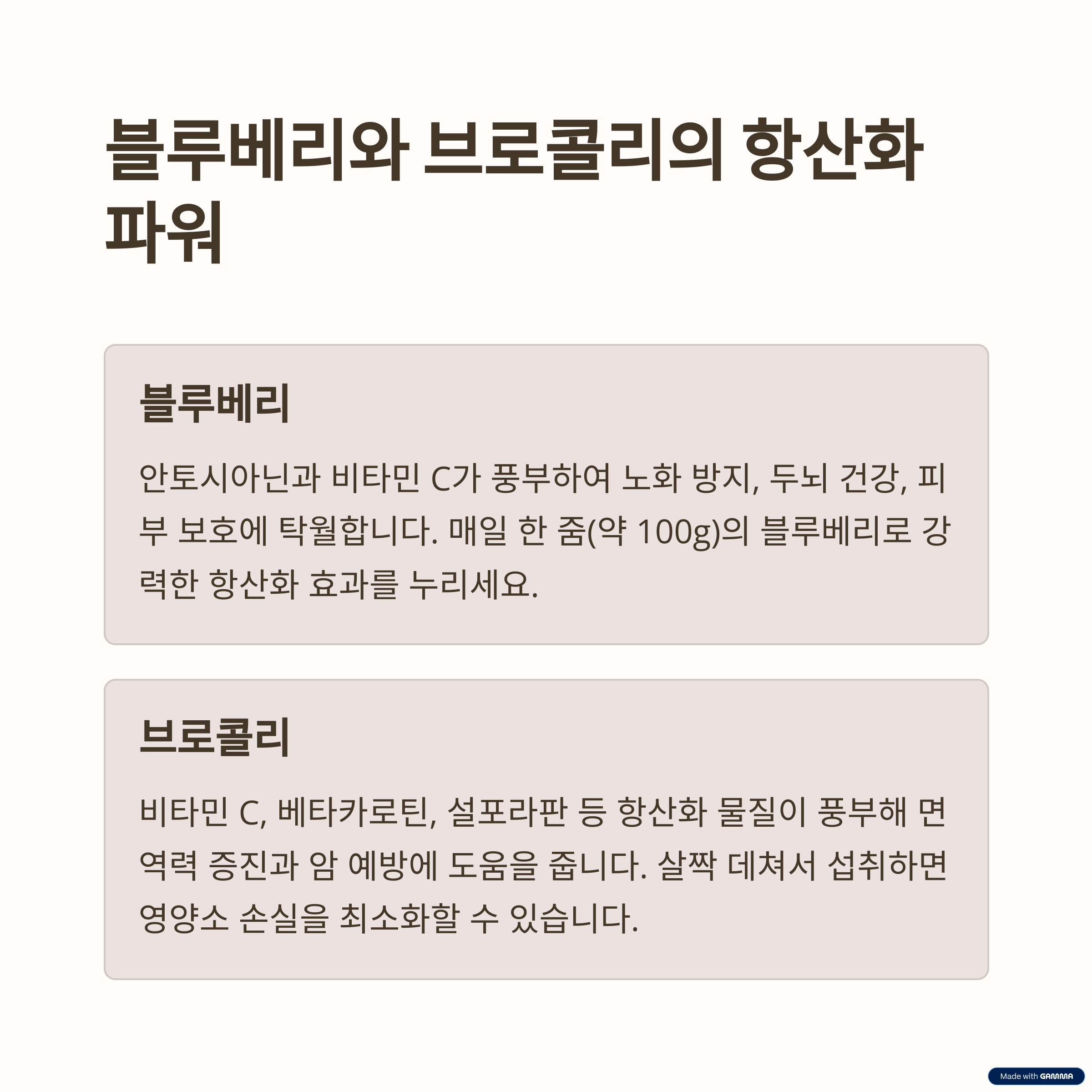 저속노화 항산화 식품 TOP 10