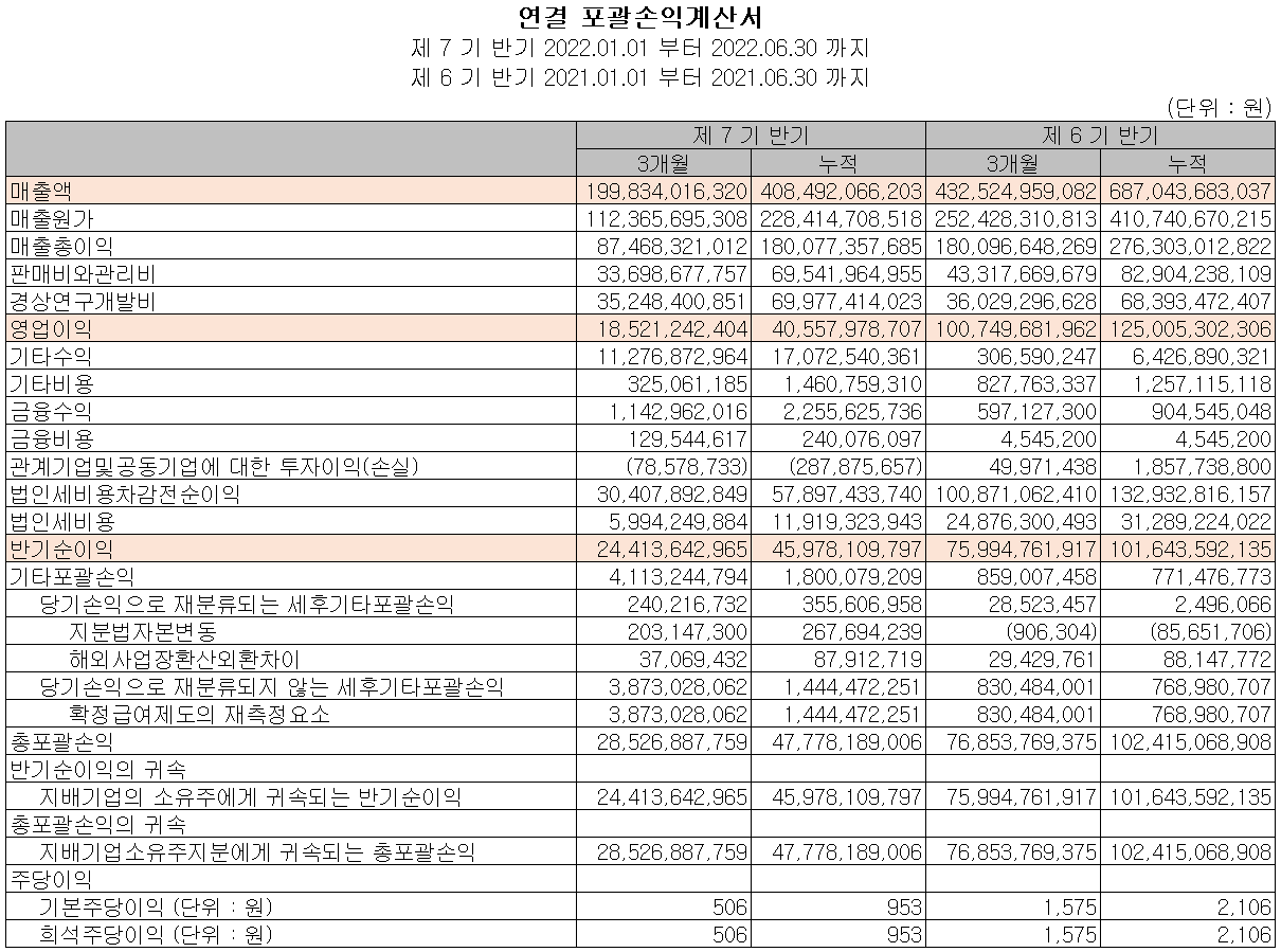 원익IPS - 손익계산서