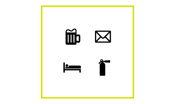 Beer, Envelop, Bed, Fire extinguisher / Icon, Symbol / vector graphic free download