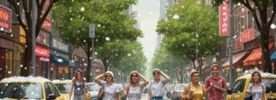 여름 도시에 눈