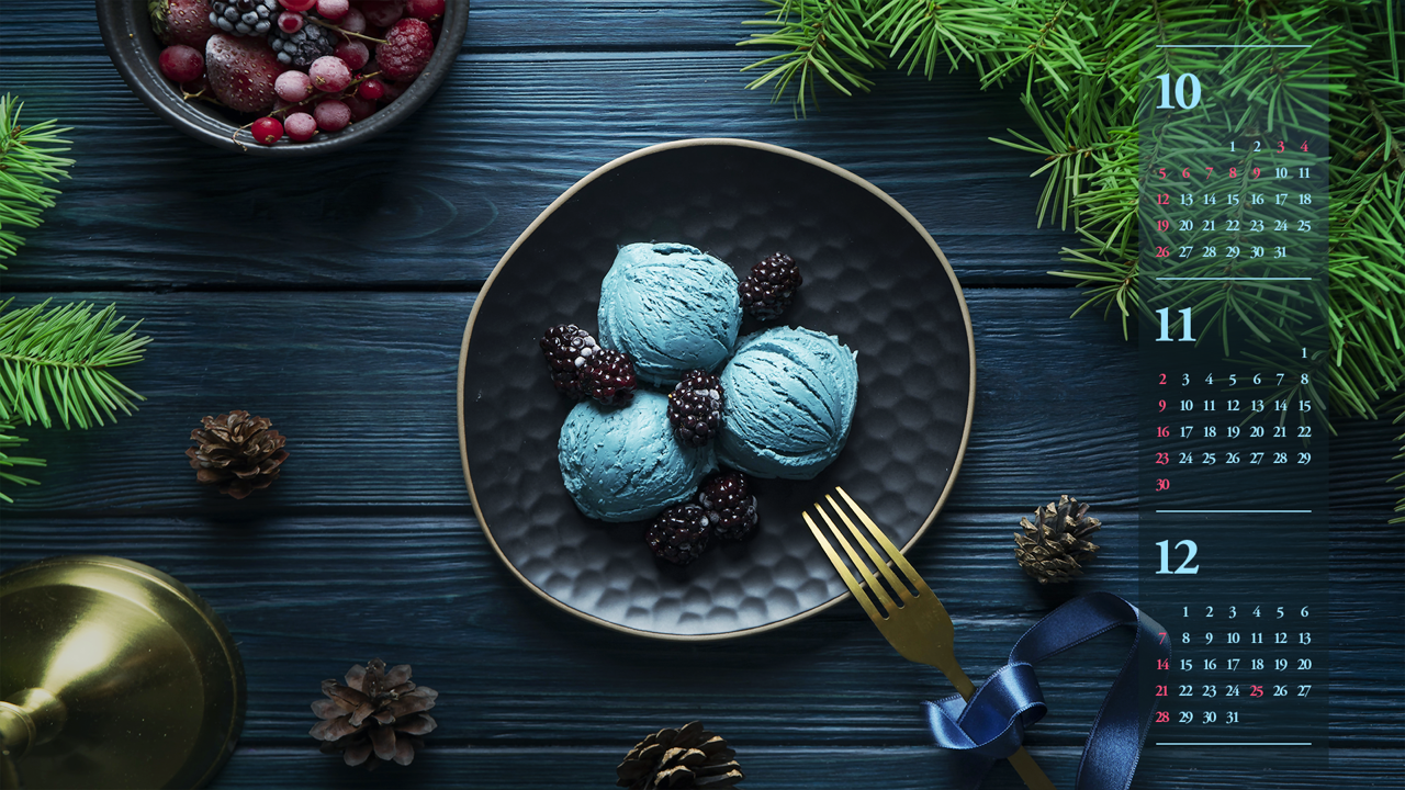 11 블랙베리와 아이스크림 B - 2025년11월 노트북배경화면