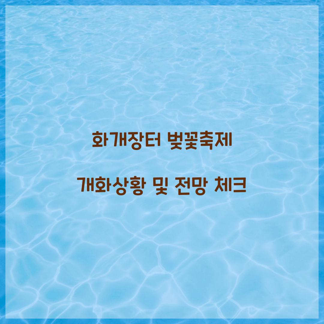 화개장터 벚꽃축제 개화상황