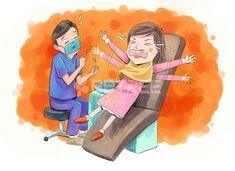 치과에가서-진료의자에-앉아-팔울-휘저으며-진료를-거부하는-환자