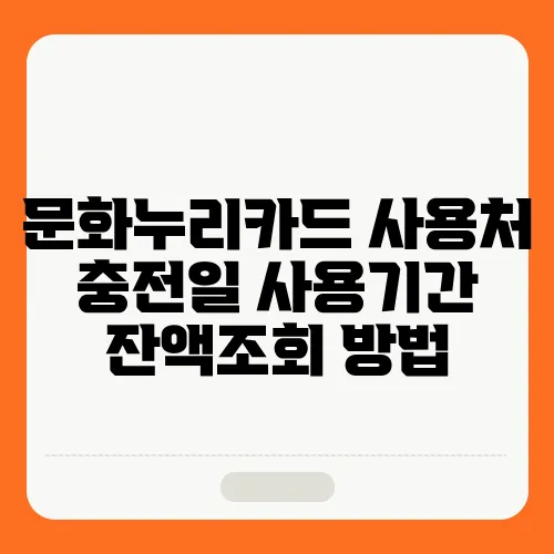 문화누리카드 사용처 충전일 사용기간 잔액조회 방법