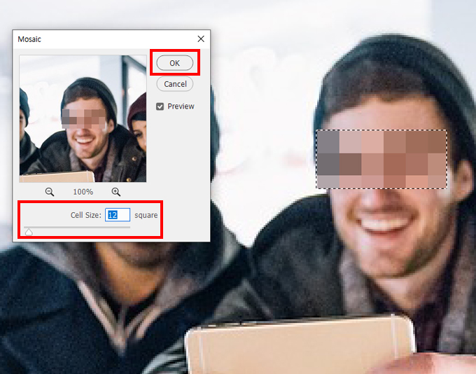 모자이크값-조절하고-오케이버튼-누르기